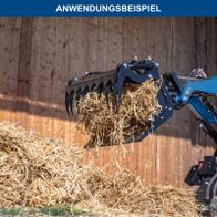 Scheppach-Anhänger mit Schaufelaufsatz für die Verarbeitung von Stroh oder Heu