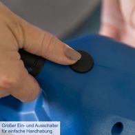 Der Akku Handstaubsauger C-HVC150-X von Scheppach verfügt über einen großen Ein- und Ausschalter für einfache Handhabung.