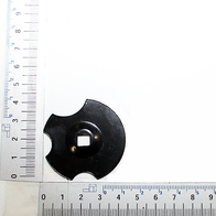 Halterung Sägeblattschutz, Teil 83, von oben gesehen, neben einem Lineal zur Größenveranschaulichung.