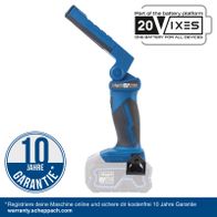 Akku-Arbeitsleuchte mit 10-jähriger Garantie, 20V, 20V-X-Serie, Scheppach, inkl. Batteriebehälter