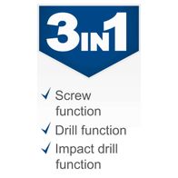 The cordless impact drill C-CD45-X by Scheppach offers three functions: screwing, drilling, and impact drilling. It features a torque of 45 Nm and 19+1 torque settings.