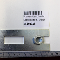 Spannplatte m. Mutter, Artikelnummer 56450031, von oben fotografiert.