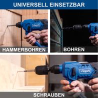 Multifunktionswerkzeug mit Akku-Bohrhammer für Bohren, Schrauben und Hammerbohren – universell einsetzbar für DIY-Projekte