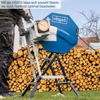 Die Wippsäge HS410 von Scheppach eignet sich sowohl für Weich- als auch für Hartholz. Sie hat eine Schnittbreite von 405 mm und eine Leistung von 2200 W bei 230 V.