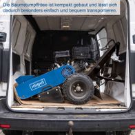 Scheppach Baumstumpffräse mit kompakter Bauweise im Fahrzeugheck, für einfachen Transport und Einsatz