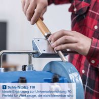 Schleifstütze 110 als Ergänzung für Universalvorrichtung 70 für nicht klemmbare Werkzeuge
