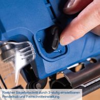 3-stufig einstellbarer Pendelhub und präzise Feinschnittregelung für schnelle Sägefortschritte