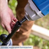 Schneller Bohrerwechsel ohne Werkzeug für Akku-Erdbohrer