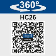 Der Scheppach Kompressor HC26 bietet einen 360°-Schwenkbereich für maximale Flexibilität. Weitere Details finden Sie unter dem QR-Code.