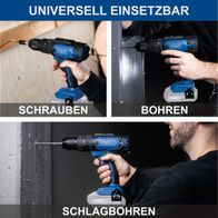 Die Scheppach Akku-Schlagbohrmaschine C-CD45-X bietet drei Funktionen: Schrauben, Bohren und Schlagbohren. Sie verfügt über ein Drehmoment von 45 Nm und 19+1 Drehmomentstufen.