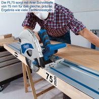 Die Tauchsbeispiele der Tauchsäge PL75 von Scheppach. Die Tauchsäge PL75 sorgt mit ihrer Schnittiefe von 75 mm für das gleiche, präzise Ergebnis wie viele Tischkreissägen.
