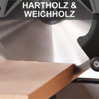 Kreissägeblatt mit Beschriftung 'Hartholz & Weichholz' für präzise Schnittführung