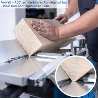 Der Abrichtanschlag des Scheppach Abricht- und Dickenhobel HMS860 ist von 90 bis 135 Grad schwenkbar und ideal zum Anbringen einer Fase.