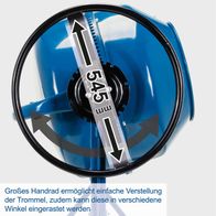 Großes Handrad für einfache Trommelverstellung mit Winkelverrastung