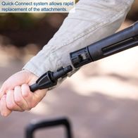 The Scheppach HPC1600 pressure washer features a Quick-Connect system for rapid replacement of attachments.