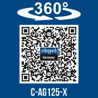 360°-Drehbare Scheppach-Werkzeugaufnahme für Akku-Winkelschleifer C-AG125-X mit 125-mm-Drehscheibe