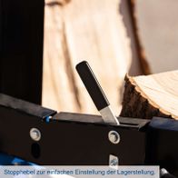Stophebelsystem für einfache Einstellung der Lagerstellung auf dem Scheppach-Holzspalter