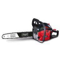 Benzin Kettensäge CSH46 von Scheppach mit ProCut System. 46ccm Motorleistung. Gezeigt von der Seite.