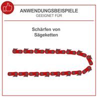 Illustration zur Schärfung von Sägeketten mit Anweisungen für die Anwendung