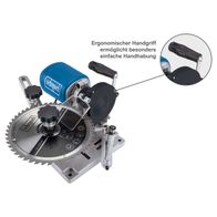 Das Scheppach Sägeblattschärfgerät SBS1100 verfügt über einen ergonomischen Handgriff für einfache Handhabung.