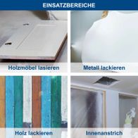 Werkzeuge für verschiedene Lackier- und Beschichtungsarbeiten: Holzmöbel, Metall, Holzlackierung und Innenanstrich