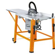Tischkreissäge TS2800 Primaster Globus von Scheppach. Die Säge ist von der Seite zu sehen.
