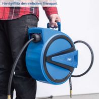 Ergonomischer Griff für einfachen Transport der pneumatischen Schlauchrolle