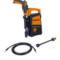 Elektro-Hochdruckreiniger F-HPC1100 Ferrex Australien, Ansicht von vorne mit Schlauch und Düse.