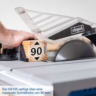 Scheppach Tischkreissäge HS105 mit maximalem Schneidhöhenanschlag von 90 Millimetern