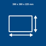 Technische Maße eines Geräts: 390 x 380 x 225 Millimeter