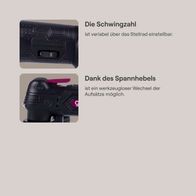 Das Akku-Multifunktionswerkzeug GO-MTL40 gomag von Scheppach bietet variable Schwingzahlen, die über ein Stellrad einstellbar sind. Dank des Spannhebels ist ein werkzeugloser Wechsel der Aufsätze möglich.