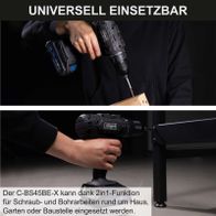 Der Akku-Bohrschrauber C-BS45BE-X von Scheppach bietet eine 2in1-Funktion für Schraub- und Bohrarbeiten. Ideal für Haus, Garten oder Baustelle.