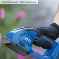Scheppach Akku-Gras- und Strauchschere mit Sicherheitsschalter und Einschaltsperre