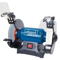 Scheppach Doppelschleifer SM200AL mit LED-Beleuchtung, seitliche Ansicht.