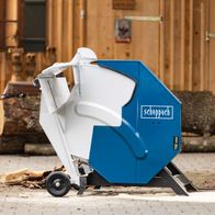 Die Wippsäge HS730 von Scheppach hat eine Schnittlänge von 1 Meter und ein 700 mm großes HW-Sägeblatt. Sie arbeitet mit 400V, 50Hz und 4500W.