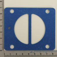 Zylinderkopfdichtung von Scheppach, Ansicht von oben. Mit vier Befestigungslöchern und zwei ovalen Öffnungen.