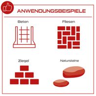 Illustration von Bohrhammer-Arbeitsmethoden mit Beton, Fliesen, Ziegeln und Natursteinen