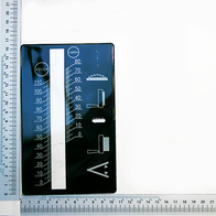 Anzeigefenster mit Skala und Symbolen für verschiedene Einstellungen. Die Skala reicht von 0 bis 110. Das Anzeigefenster ist von links zu sehen.