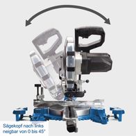 Mitre-/Zug- und Gehrungssägekopf mit Neigungsmöglichkeit von 0 bis 45° für KGO216