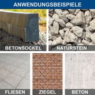 Anwendungsbeispiele für Betonsockel und Naturstein sowie Fliesen, Ziegel und Beton als Materialien