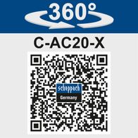 Der Akku-Handkompressor C-AC20-X bietet eine 360°-Rotation für flexible Nutzung. Produktcode: C-AC20-X. Hersteller: Scheppach, Deutschland.