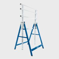 Teleskop-Arbeitsbock SET TUG200 Scheppach. Belastbarkeit 200 kg. Arbeitshöhe 800-1300 mm. Einfache Höhenverstellung durch Teleskopmechanismus. Stabil und robust für verschiedene Anwendungen.