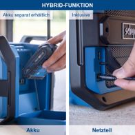 Hybridfunktion mit separatem Akku und inklusive Netzteil für Baustellenradio C-DAB30-X
