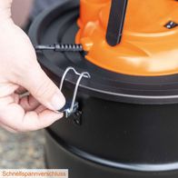 Der Aschesauger IX-AS20 IXES von Scheppach verfügt über einen Schnellspannverschluss für einfache Handhabung und schnellen Zusammenbau.