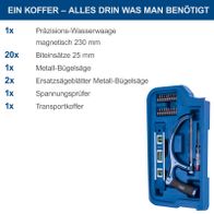 Werkzeugkoffer mit Präzisionswaage, Metallbügelsäge, Ersatzblättern, Bits, Spannungsprüfer und Transportkoffer für Werkzeugset TB99
