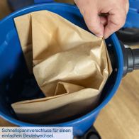 Schnellverschluss für einfachen Beutelwechsel in Nass-/Trockensauger