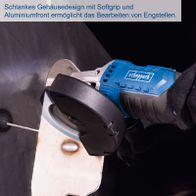 Leistungsfähiger Akku-Winkelschleifer mit ergonomischem Griff und Aluminiumgehäuse für präzise Bearbeitung