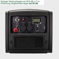 Der Inverter Stromerzeuger PISE 3400 A1 Parkside LB6-DK hat einen geringen Geräuschpegel von 65,5 dB in 7 m Entfernung. Vergleichbare Geräte liegen bei 95 dB.