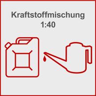 Kraftstoffmischung für die Benzin Kettensäge CSH46 von Scheppach im Verhältnis 1:40.