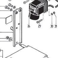 Befestigungsplatte mit verschiedenen Bauteilen und Schrauben. Die Platte ist mit der Nummer 3 markiert.